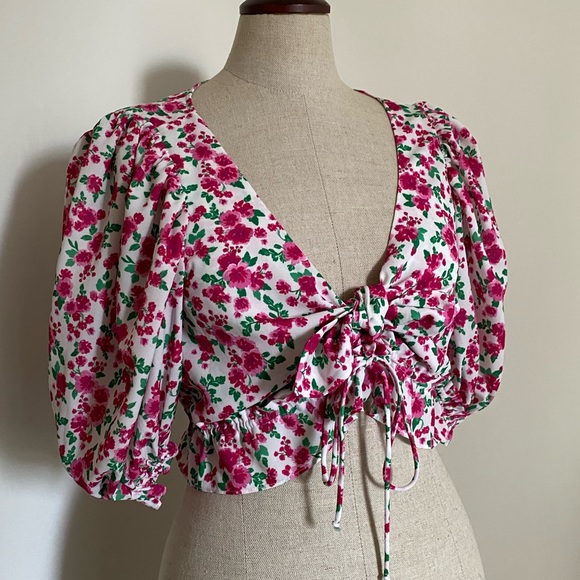 For Love and Lemons blouse pink floral - Picture 2 of 11